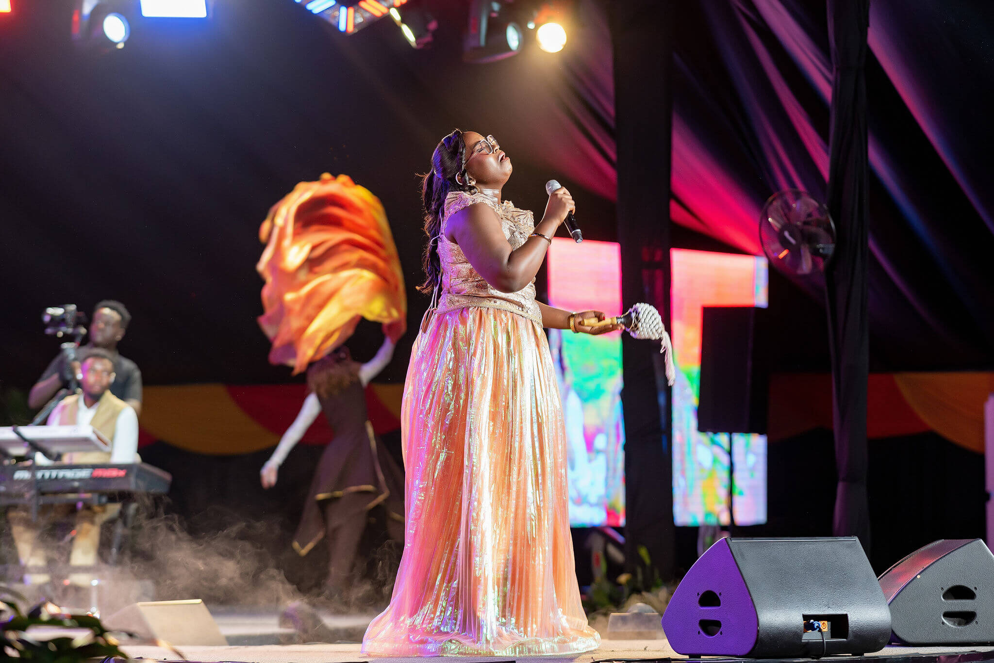 Purity Atieno at the Ancient Call stage performing